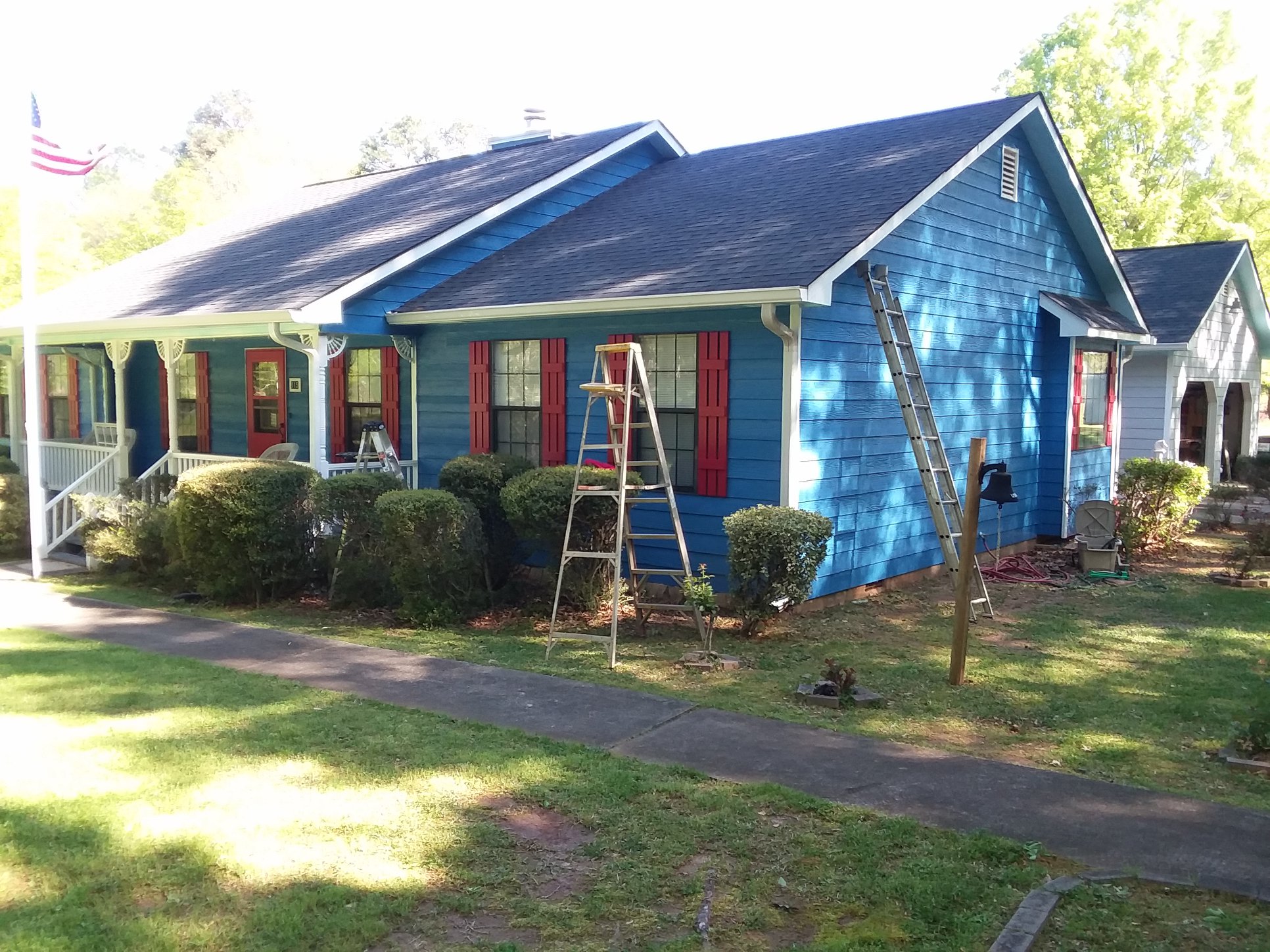 Repainting a house blue
